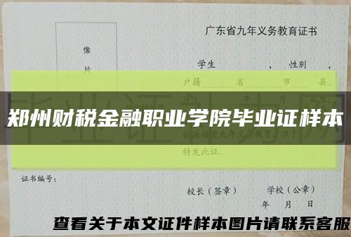 郑州财税金融职业学院毕业证样本缩略图