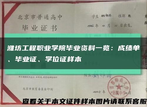 潍坊工程职业学院毕业资料一览：成绩单、毕业证、学位证样本缩略图
