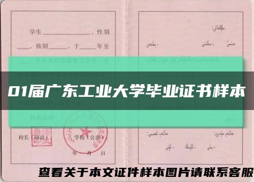 01届广东工业大学毕业证书样本缩略图