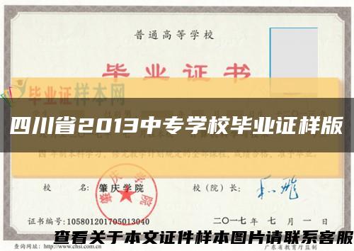 四川省2013中专学校毕业证样版缩略图