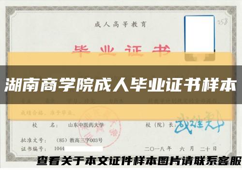 湖南商学院成人毕业证书样本缩略图