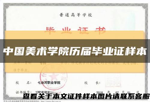 中国美术学院历届毕业证样本缩略图