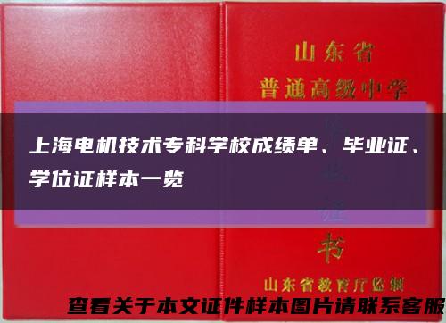 上海电机技术专科学校成绩单、毕业证、学位证样本一览缩略图