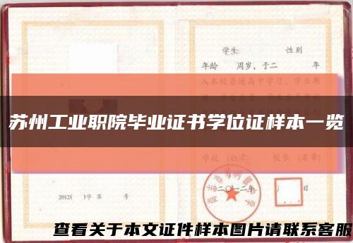 苏州工业职院毕业证书学位证样本一览缩略图