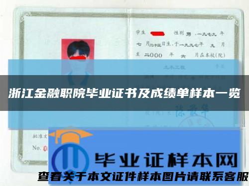 浙江金融职院毕业证书及成绩单样本一览缩略图