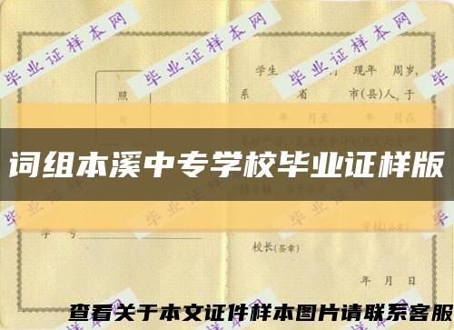 词组本溪中专学校毕业证样版缩略图