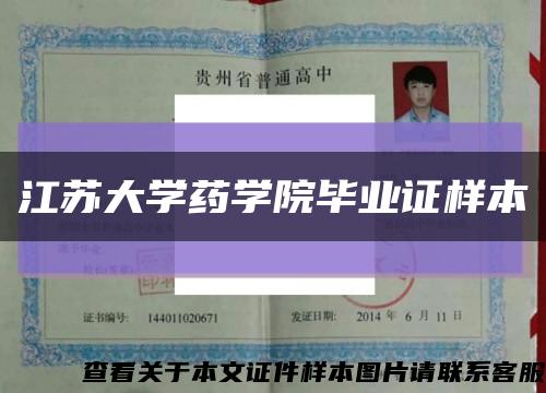 江苏大学药学院毕业证样本缩略图