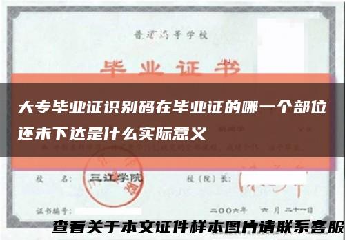 大专毕业证识别码在毕业证的哪一个部位还未下达是什么实际意义缩略图