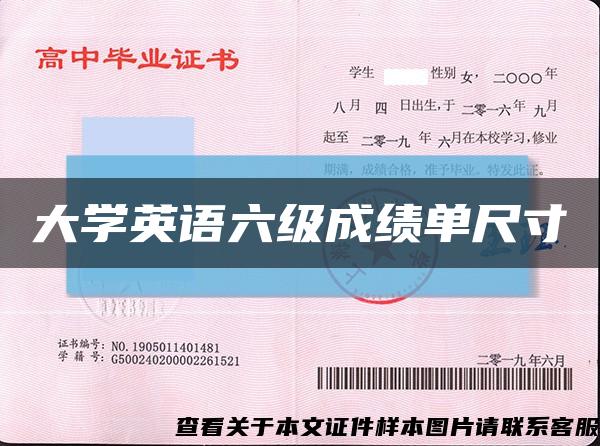 大学英语六级成绩单尺寸缩略图