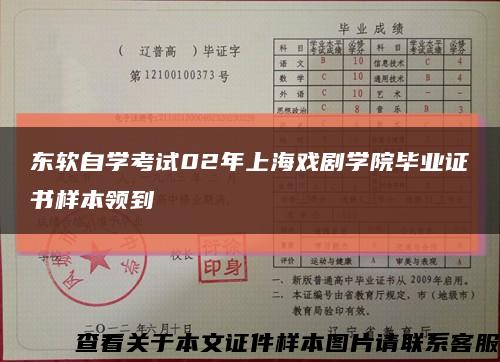 东软自学考试02年上海戏剧学院毕业证书样本领到缩略图