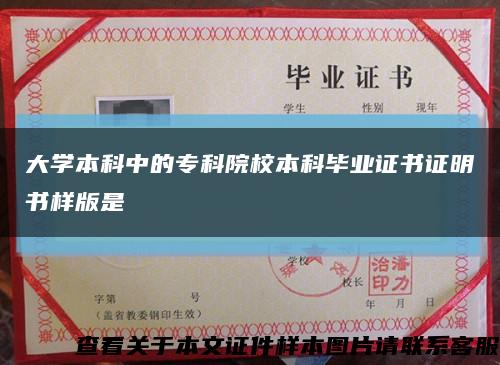 大学本科中的专科院校本科毕业证书证明书样版是缩略图