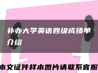 补办大学英语四级成绩单介绍缩略图