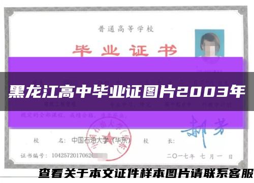 黑龙江高中毕业证图片2003年缩略图