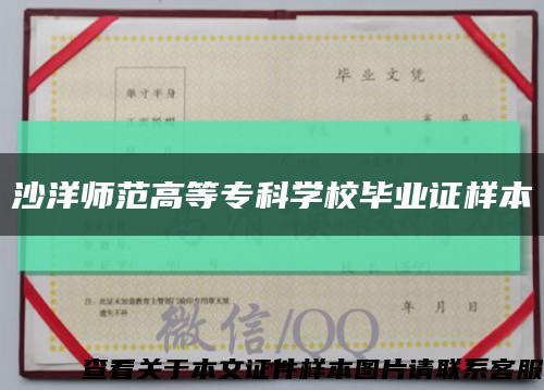 沙洋师范高等专科学校毕业证样本缩略图