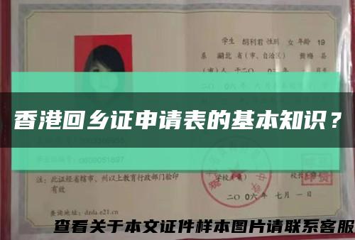 香港回乡证申请表的基本知识？缩略图