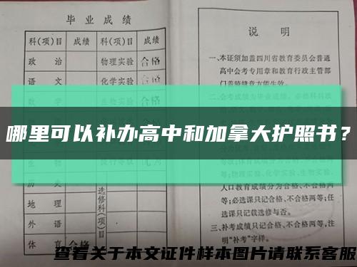 哪里可以补办高中和加拿大护照书？缩略图