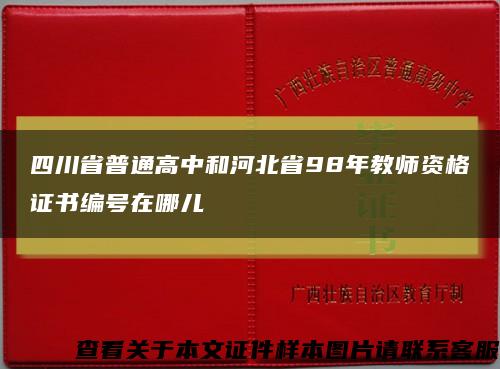 四川省普通高中和河北省98年教师资格证书编号在哪儿缩略图
