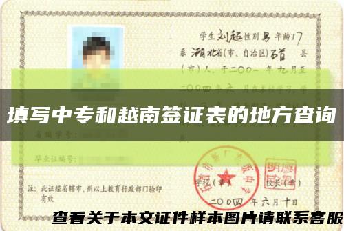 填写中专和越南签证表的地方查询缩略图