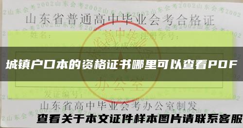 城镇户口本的资格证书哪里可以查看PDF缩略图