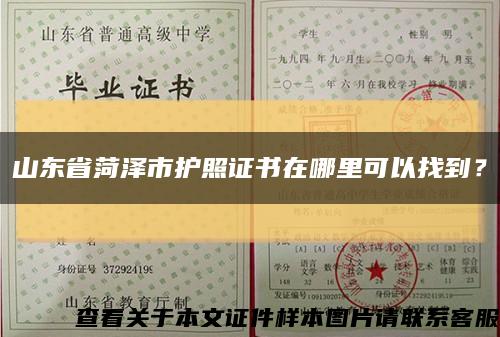 山东省菏泽市护照证书在哪里可以找到？缩略图