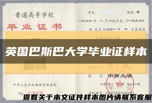 英国巴斯巴大学毕业证样本缩略图