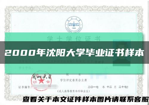 2000年沈阳大学毕业证书样本缩略图