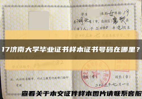 17济南大学毕业证书样本证书号码在哪里？缩略图