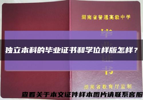 独立本科的毕业证书和学位样版怎样？缩略图
