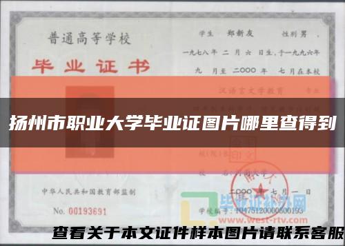 扬州市职业大学毕业证图片哪里查得到缩略图