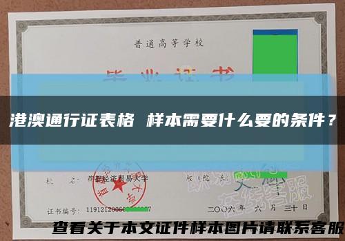 港澳通行证表格 样本需要什么要的条件？缩略图