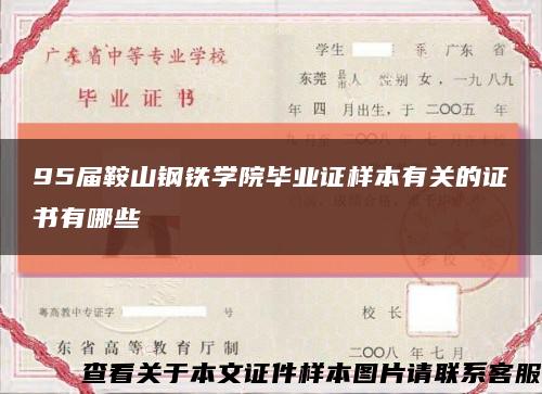 95届鞍山钢铁学院毕业证样本有关的证书有哪些缩略图