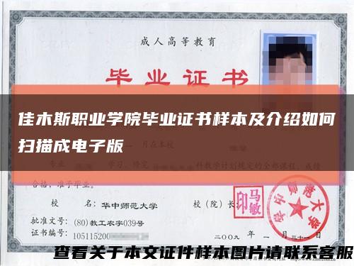 佳木斯职业学院毕业证书样本及介绍如何扫描成电子版缩略图