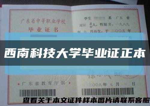 西南科技大学毕业证正本缩略图