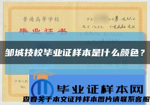 邹城技校毕业证样本是什么颜色？缩略图