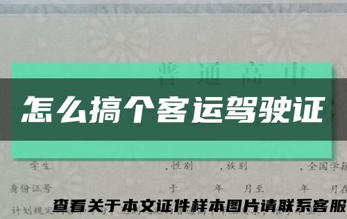 怎么搞个客运驾驶证缩略图