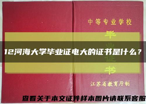 12河海大学毕业证电大的证书是什么？缩略图