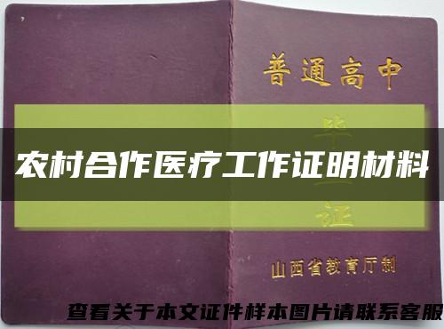 农村合作医疗工作证明材料缩略图