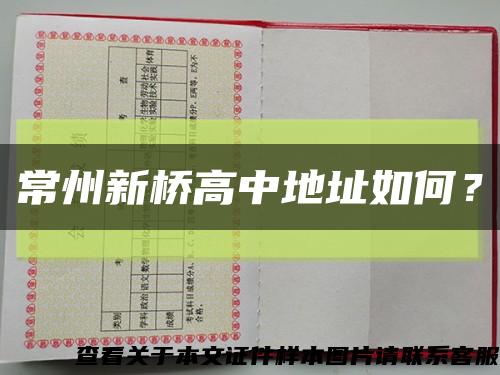 常州新桥高中地址如何？缩略图