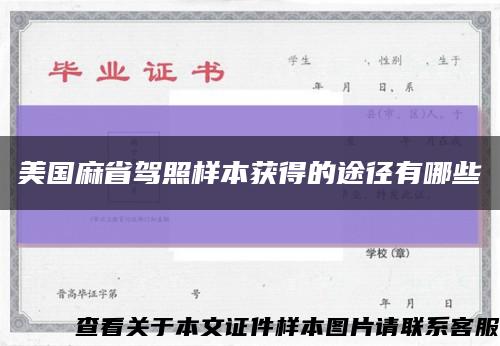 美国麻省驾照样本获得的途径有哪些缩略图