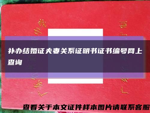 补办结婚证夫妻关系证明书证书编号网上查询缩略图