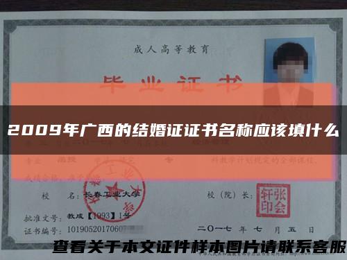 2009年广西的结婚证证书名称应该填什么缩略图