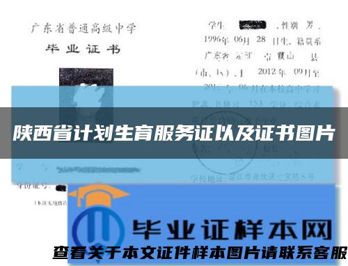 陕西省计划生育服务证以及证书图片缩略图