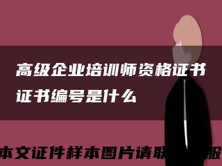高级企业培训师资格证书证书编号是什么缩略图