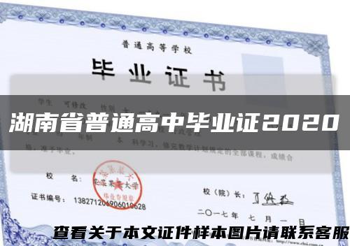 湖南省普通高中毕业证2020缩略图