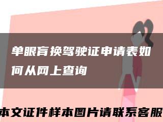 单眼肓换驾驶证申请表如何从网上查询缩略图