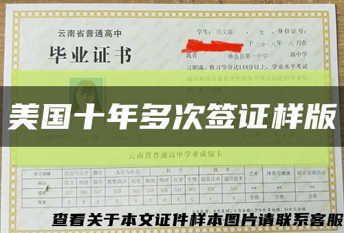 美国十年多次签证样版缩略图