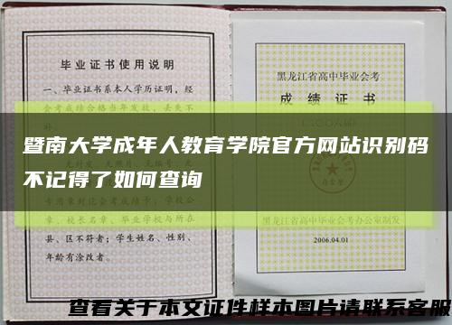 暨南大学成年人教育学院官方网站识别码不记得了如何查询缩略图