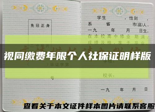 视同缴费年限个人社保证明样版缩略图