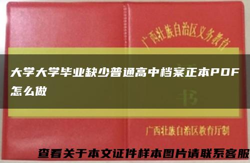 大学大学毕业缺少普通高中档案正本PDF怎么做缩略图