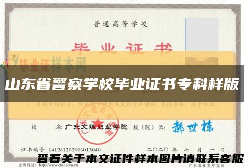 山东省警察学校毕业证书专科样版缩略图